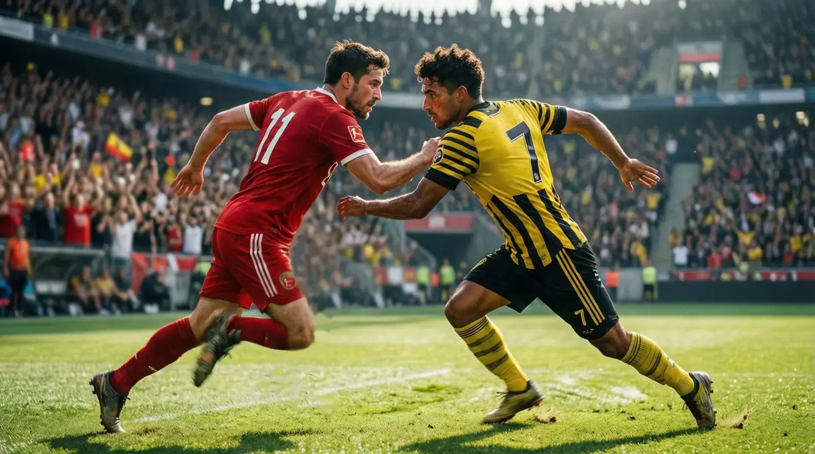 FC Bayern München und Borussia Dortmund Spieler im Duell